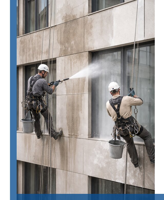 Послестроительная мойка фасада промышленным альпинизмом в Канаше