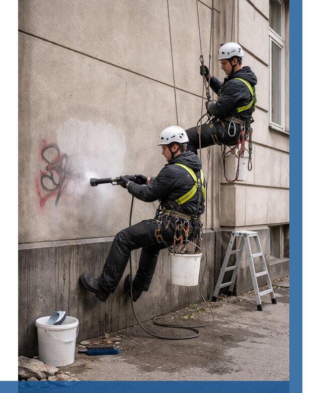 Удаление граффити с фасада в Канаше от 4622 р. | ВЫСОТНИК-Кна