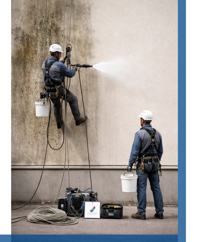 Очистка фасада от плесени в Канаше от 308 р. | ВЫСОТНИК-Кна