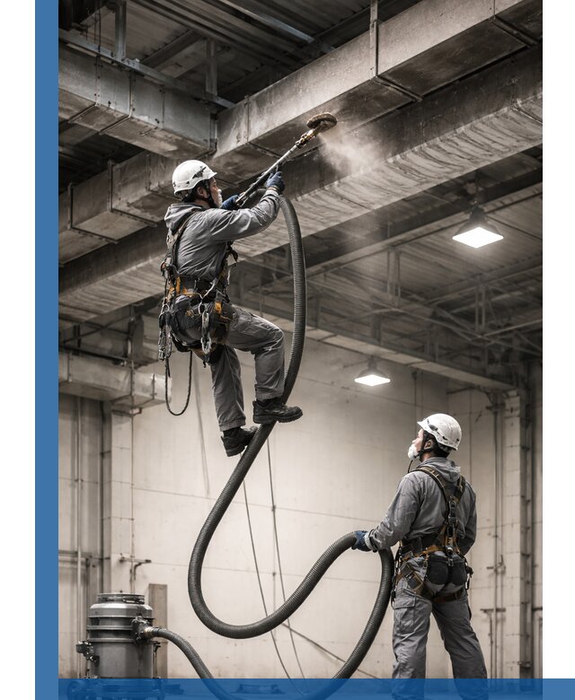 Обеспыливание потолочных конструкций в Канаше промышленным альпинизмом