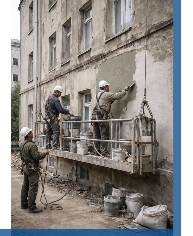 Капитальный ремонт фасада в Канаше от 4314 р. | ВЫСОТНИК-Кна