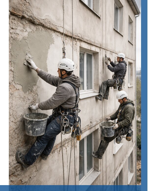 Ремонт штукатурного фасада в Канаше от 770 р. под ключ | ВЫСОТНИК-Кна