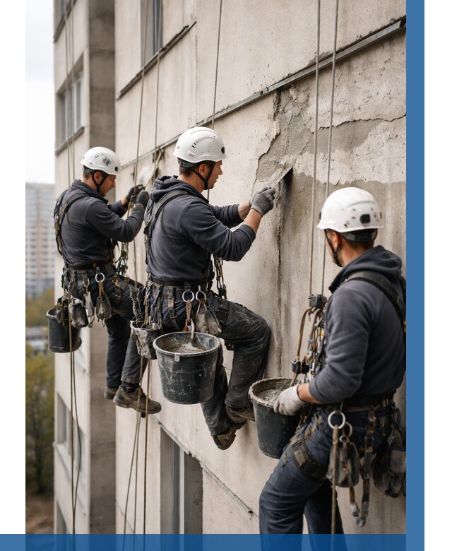 Ремонт бетонных элементов фасада в Канаше от 2568 р. | ВЫСОТНИК-Кна