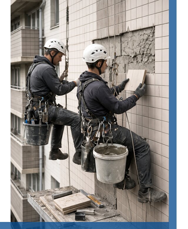 Ремонт облицовки фасада плиткой в Канаше от 1849 р. | ВЫСОТНИК-Кна