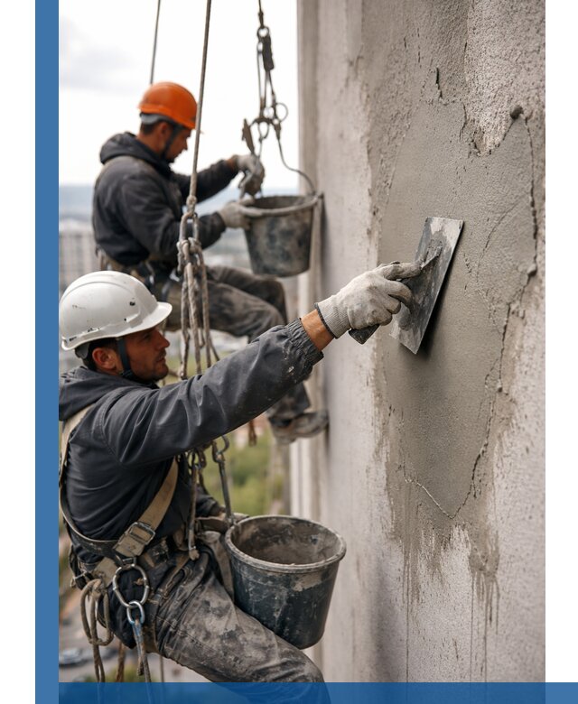 Штукатурка фасада на высоте в Канаше профессиональные работы