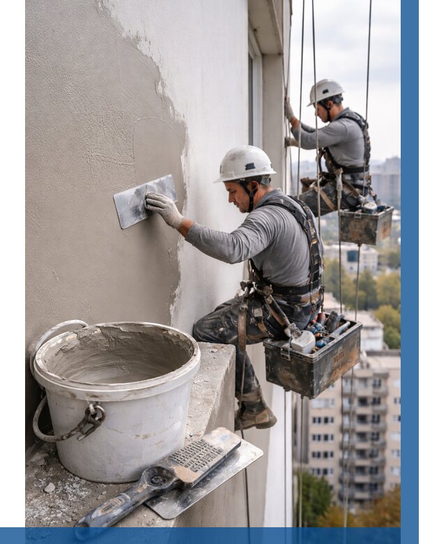 Шпаклевка фасада на высоте в Канаше от 719 р. | ВЫСОТНИК-Кна