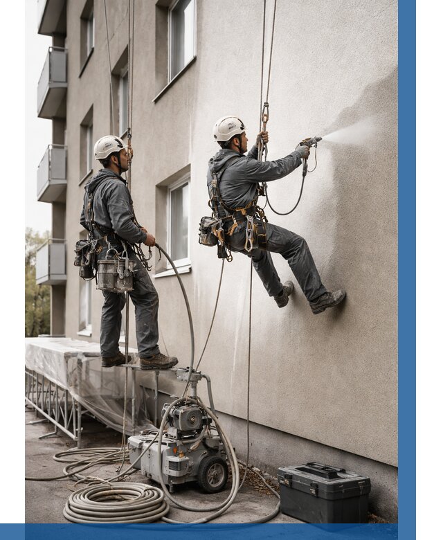 Безвоздушная покраска фасада в Канаше от 226 р/м² | ВЫСОТНИК-Кна