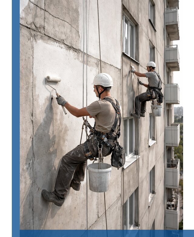 Покраска бетонного фасада в Канаше для жилых и промышленных объектов