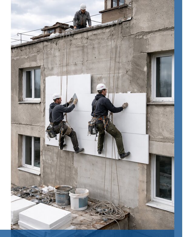 Утепление фасада пенополистиролом в Канаше от 1849 р. | ВЫСОТНИК-Кна