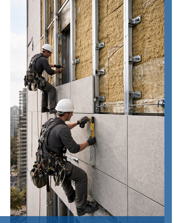 Монтаж вентилируемого фасада в Канаше от 3595 р. | ВЫСОТНИК-Кна