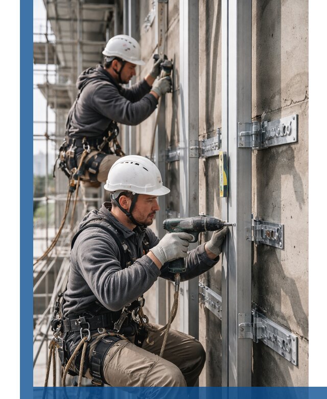 Монтаж и крепление подсистемы вентфасада в Канаше