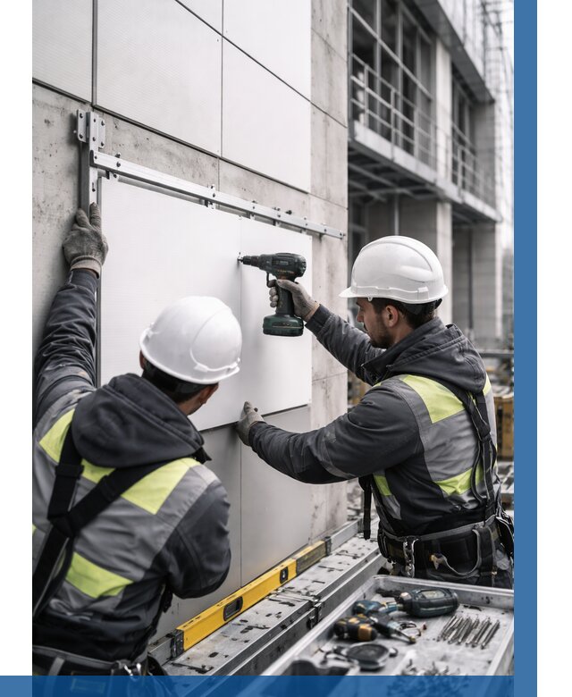 Монтаж композитных панелей фасада в Канаше от 2568 р. | ВЫСОТНИК-Кна