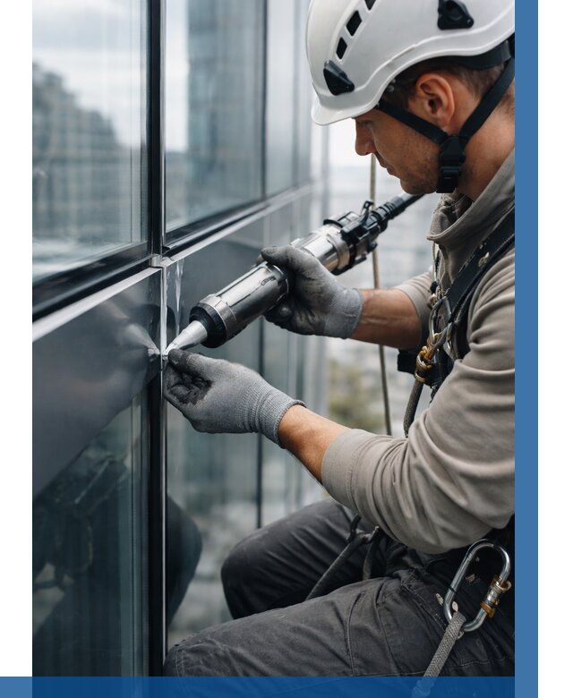 Герметизация стыков витража в Канаше от 1233 р. | ВЫСОТНИК-Кна