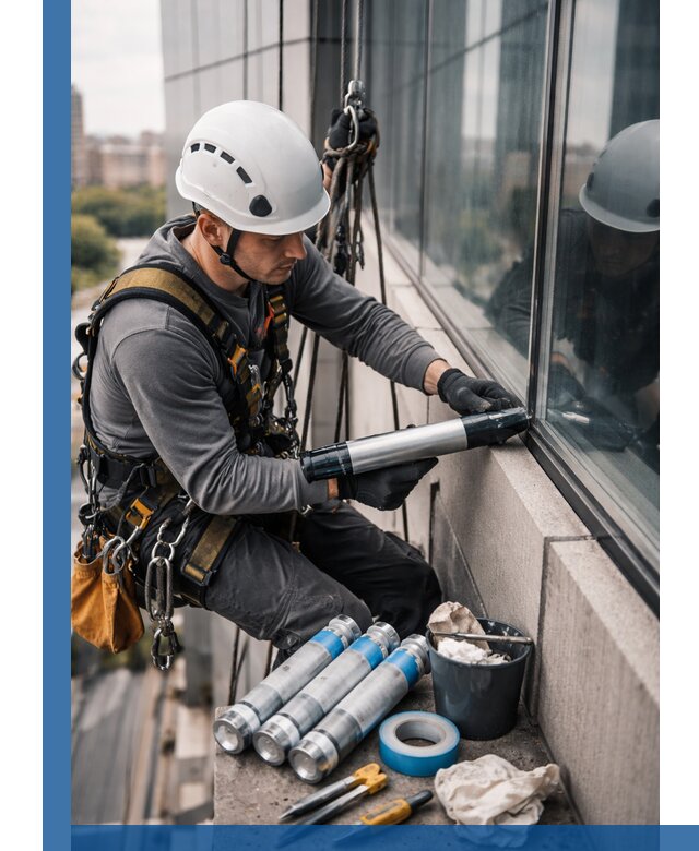 Герметизация стыков витража в Канаше для герметичных фасадов