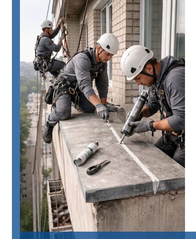 Герметизация балконного козырька в Канаше профессионально