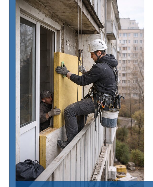 Профессиональное утепление балкона снаружи в Канаше под ключ