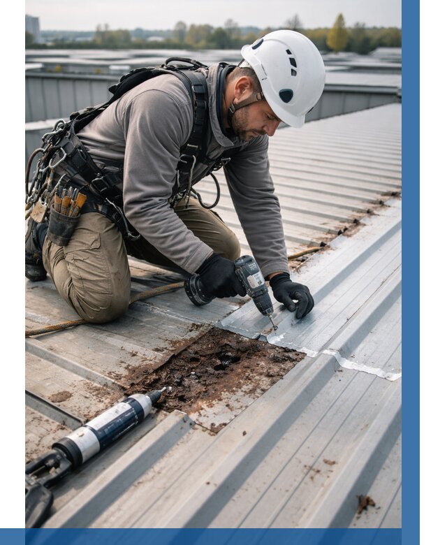 Ремонт профнастила на кровле в Канаше от 719 р. | ВЫСОТНИК-Кна