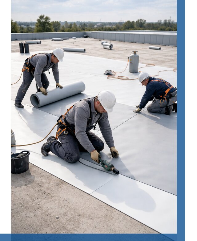 Монтаж мембранной кровли под ключ в Канаше от 1233 р. | ВЫСОТНИК-Кна