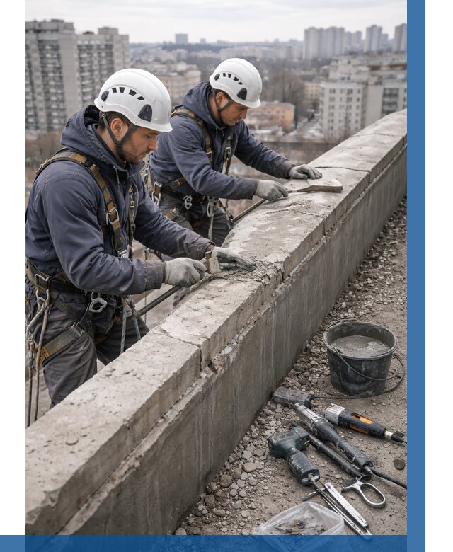 Ремонт парапета на кровле в Канаше от 1541 р. | ВЫСОТНИК-Кна