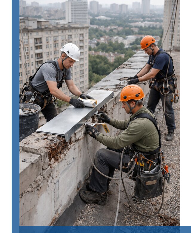 Ремонт парапета на кровле в Канаше, высотные работы с гарантией