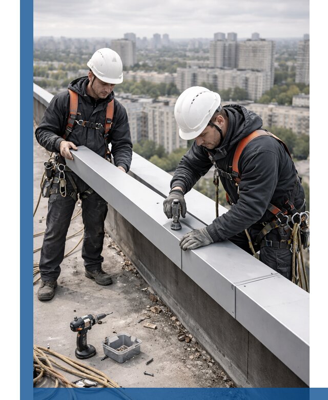 Монтаж парапетных крышек и ограждений кровли в Канаше