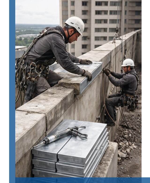 Замена парапетных крышек и установка новых в Канаше