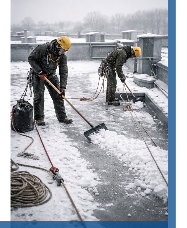 Очистка крыши от снега в Канаше от 7704 р. | ВЫСОТНИК-Кна