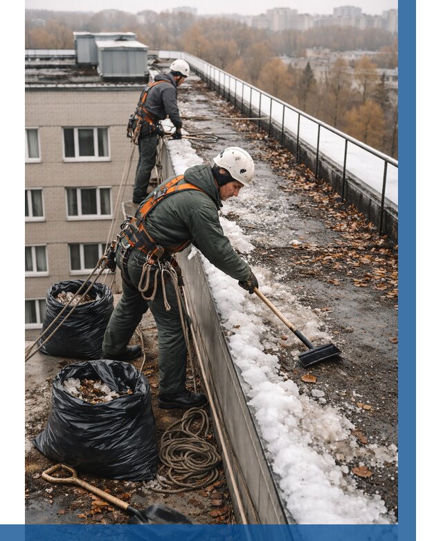 Очистка кровли по периметру в Канаше от 565 р. | ВЫСОТНИК-Кна