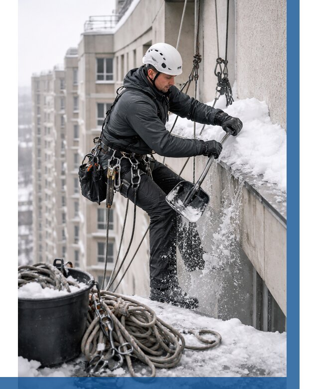 Очистка карнизов от снега в Канаше от 308 р. | ВЫСОТНИК-Кна