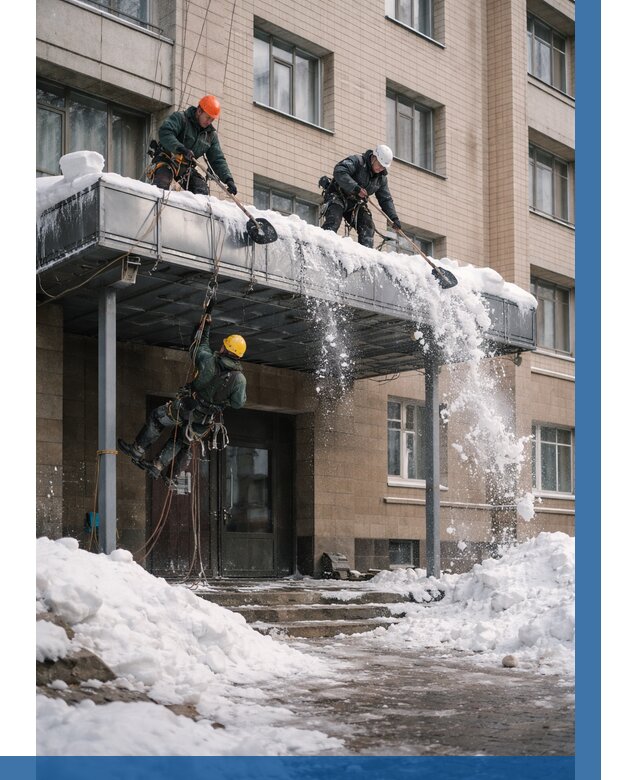 Очистка козырьков от снега в Канаше от 3595 р. | ВЫСОТНИК-Кна