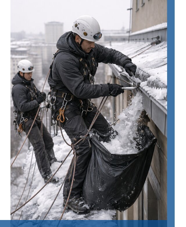 Аварийная очистка крыши в Канаше под ключ от 308 р. | ВЫСОТНИК-Кна