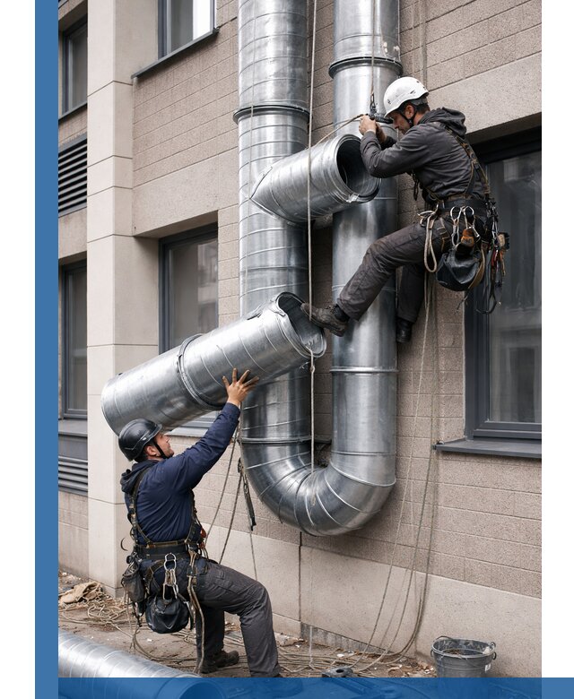 Монтаж фасадных воздуховодов в Канаше с герметизацией и крепежом
