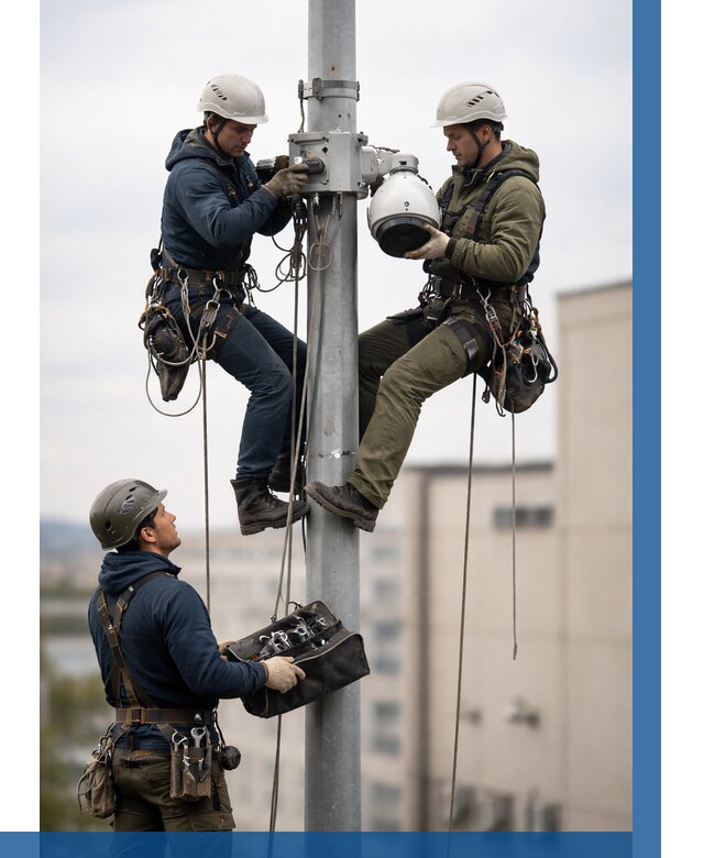 Установка видеокамер на мачте в Канаше от 8731 р. | ВЫСОТНИК-Кна