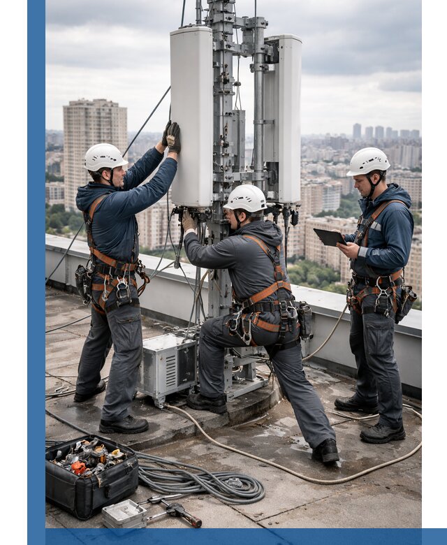 Монтаж антенн связи на крыше в Канаше с вводом в эксплуатацию