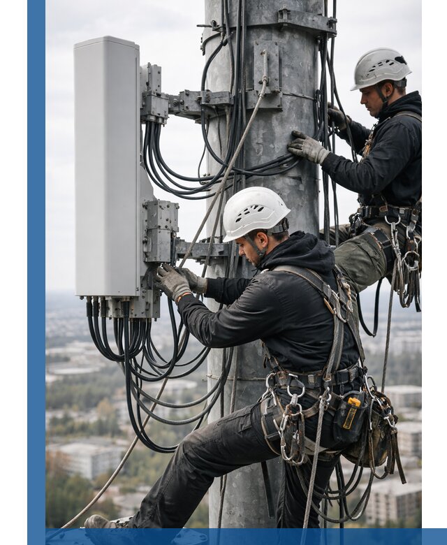 Монтаж оборудования связи на мачте в Канаше с пусконаладкой