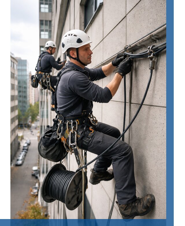 Прокладка кабеля по фасаду в Канаше от 360 р. | ВЫСОТНИК-Кна