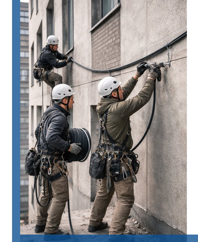 Прокладка кабеля по фасаду в Канаше, профессиональный монтаж