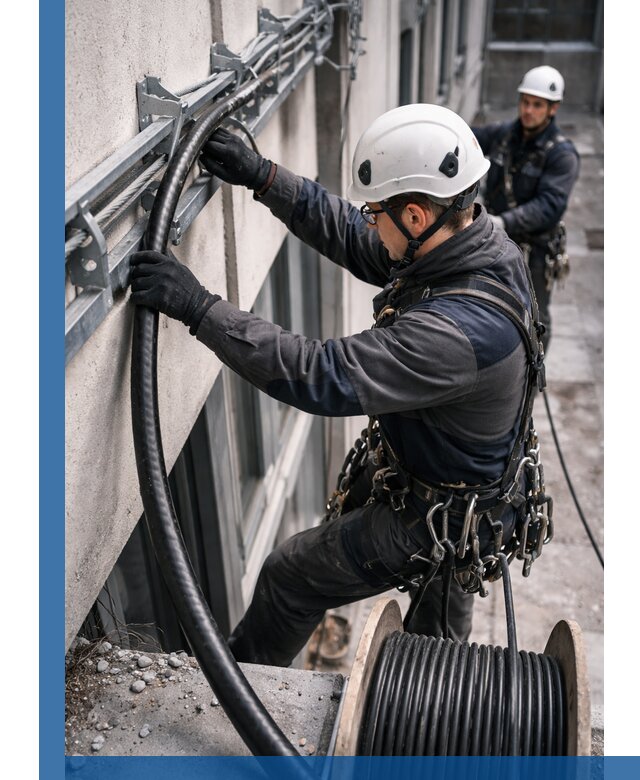 Протяжка кабеля питания на высоте в Канаше с гарантией безопасности и качества