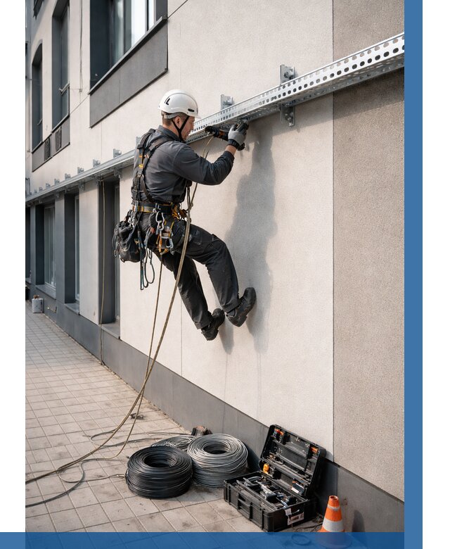 Монтаж кабельных лотков на фасаде в Канаше от 1233 р. | ВЫСОТНИК-Кна