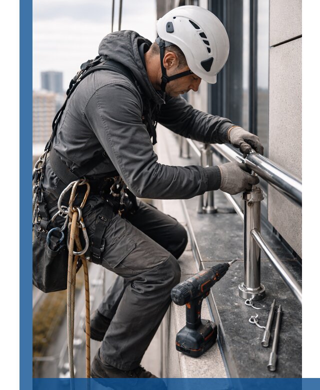 Монтаж ограждений на высоте в Канаше для зданий и конструкций