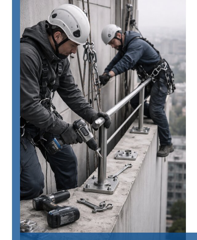 Монтаж перил на высоте в Канаше для жилых и промобъектов