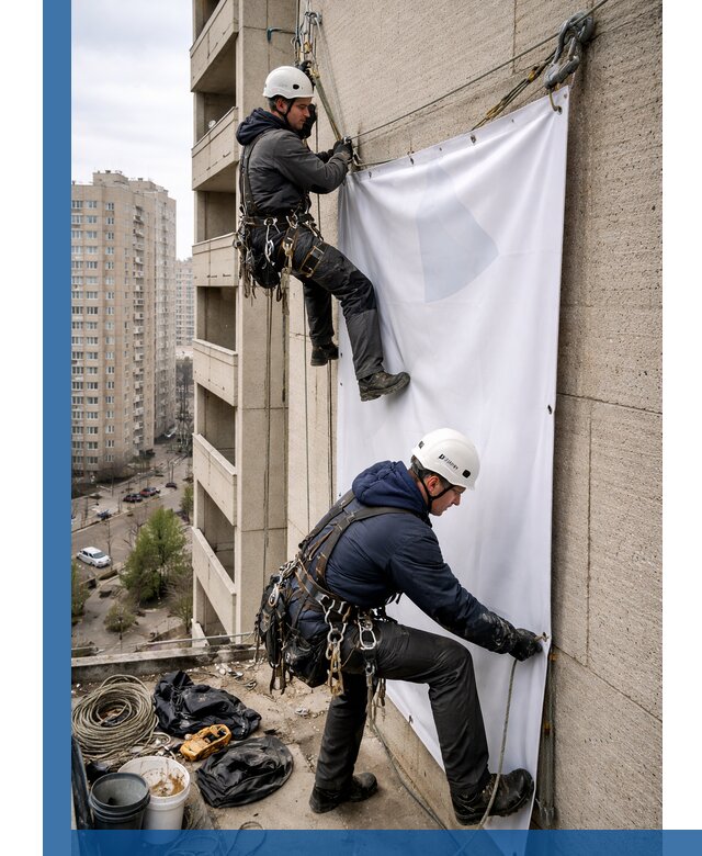 Профессиональный монтаж баннеров на фасаде в Канаше