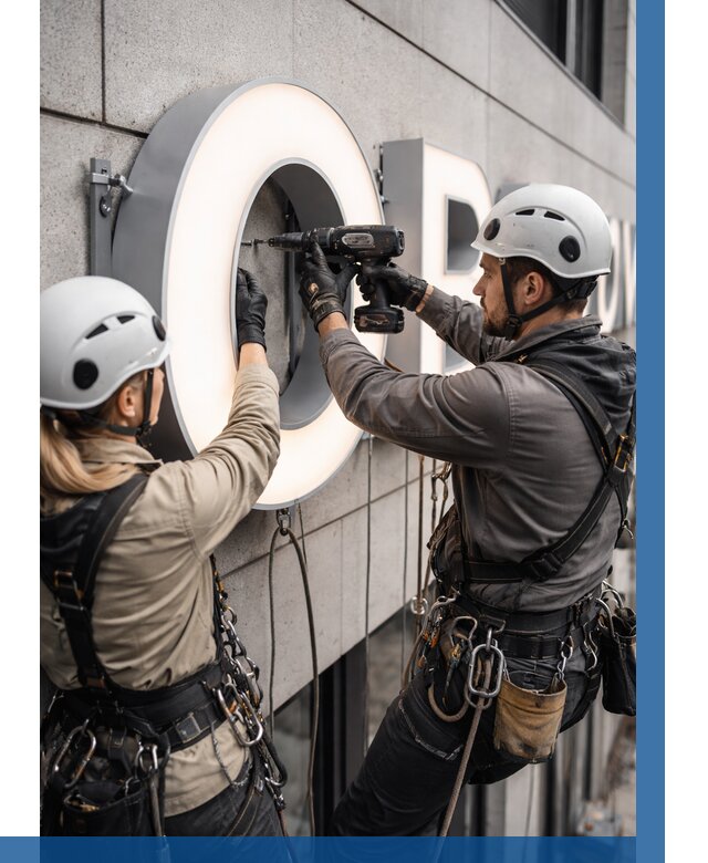 Монтаж световых букв в Канаше от 3082 р. под ключ ВЫСОТНИК-Кна