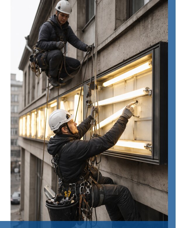 Замена ламп в вывеске в Канаше под ключ от 3595 р. | ВЫСОТНИК-Кна