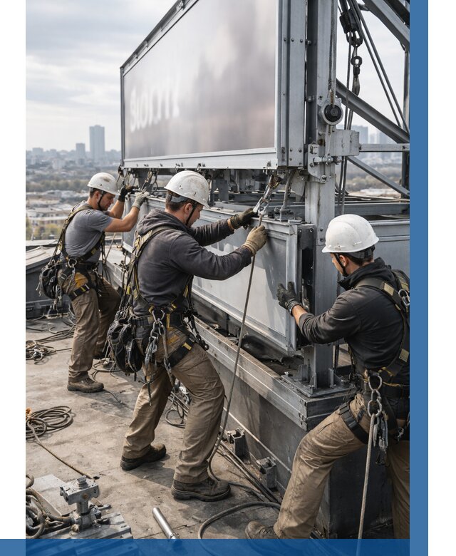 Монтаж крышной рекламной конструкции в Канаше от 61632 р.|ВЫСОТНИК-Кна