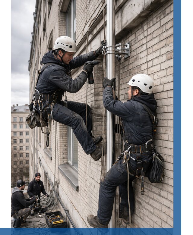 Монтаж флагштока на здании в Канаше от 6677 р. | ВЫСОТНИК-Кна