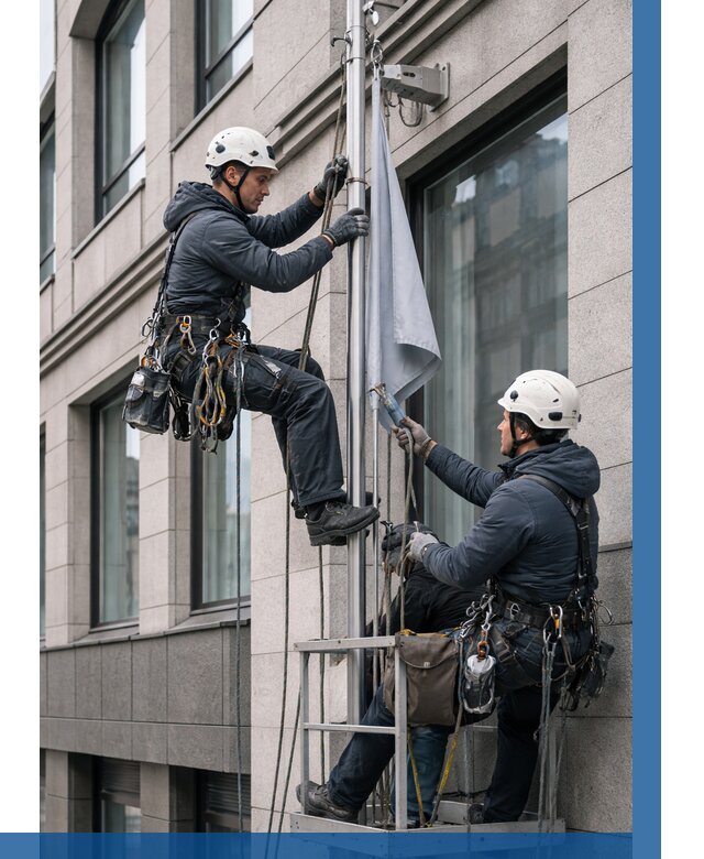 Установка флагов на фасаде в Канаше от 4622 р. | ВЫСОТНИК-Кна