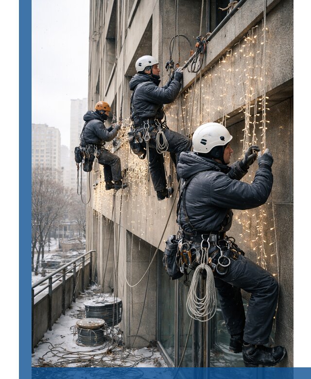 Монтаж новогодней иллюминации и украшение фасадов в Канаше