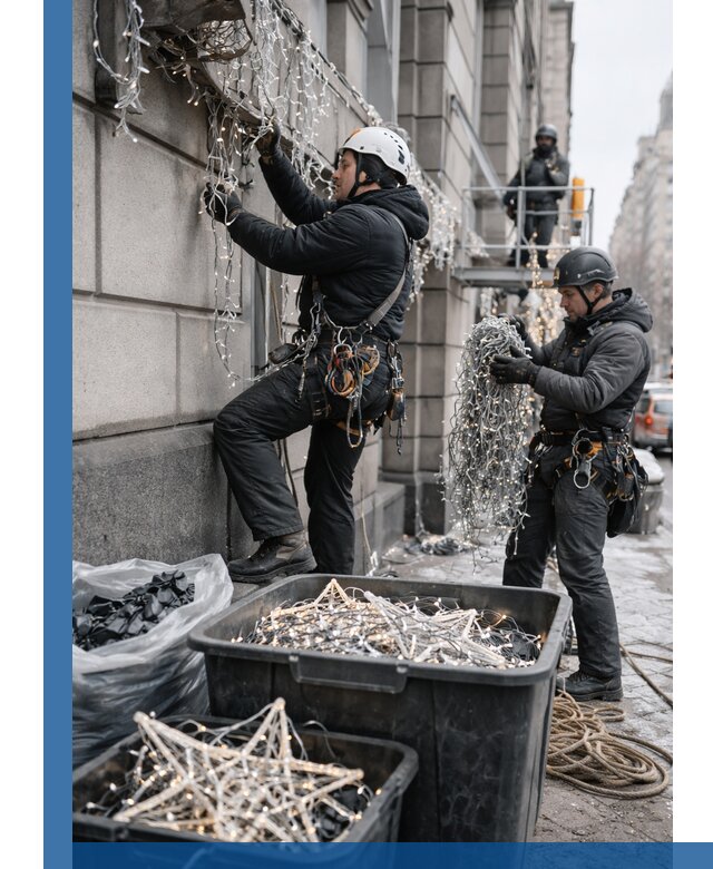 Демонтаж новогоднего оформления и гирлянд в Канаше