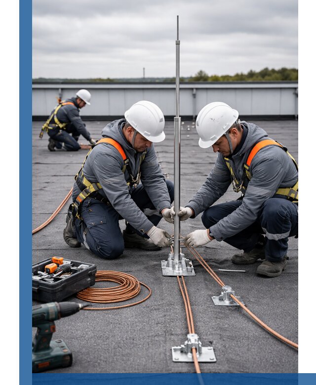 Монтаж молниезащиты на кровле в Канаше под ключ с гарантией